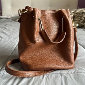 Brown Faux Leather Crossbody Bag